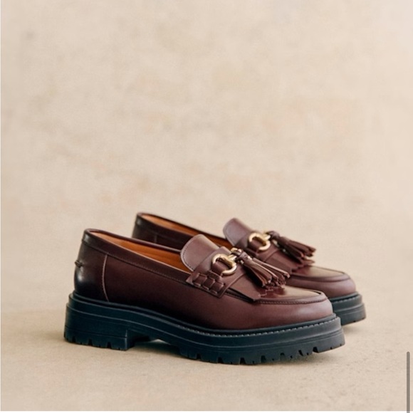 Sezane Amy Loafers Glossy Chocolate Brown Size 38 US 7 NEW - Picture 11 of 12